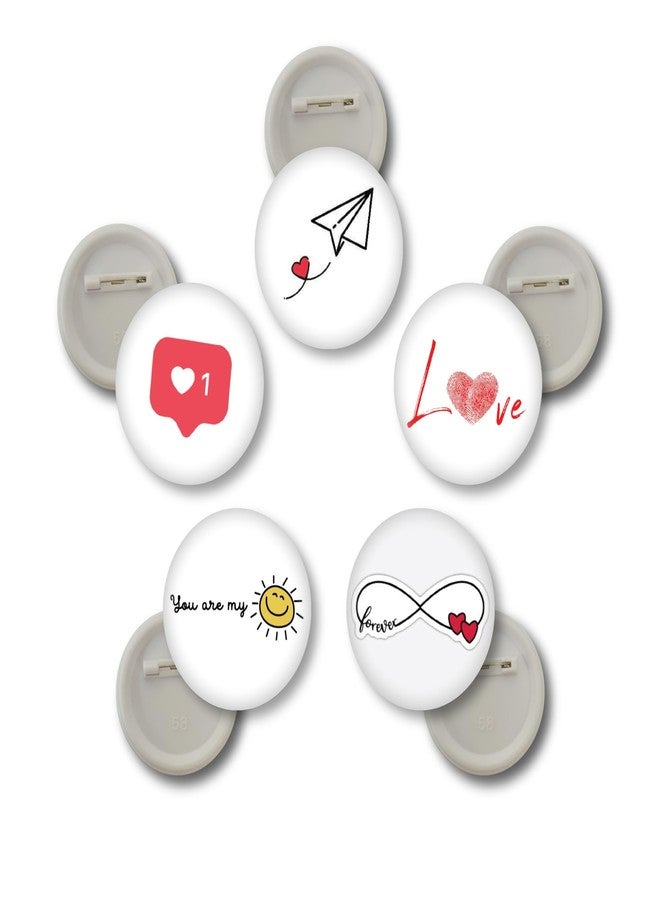 D2C 5-Piece Love & Friendship Button Badge Pack - 58 mm Romantic Pin Collection for Couples, Friends, Scrapbooking & DIY Crafts - Image 1
